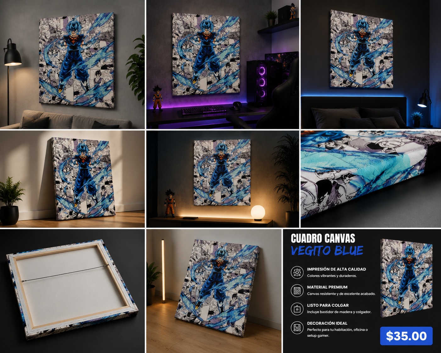 Cuadro Canvas Vegito Blue – Dragon Ball Super | Edición Manga Premium