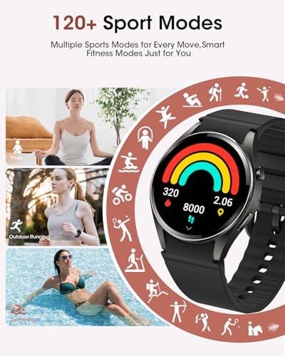 Smart Watches for Men/Women, 1.26" Bluetooth Smart Watch with Heart Rate/SpO2/Sleep Monitor, 110+ Sport Modes/Step Tracking, Waterproof Fitness Tracker Watch, Smart Watch for Android Phones/iPhones